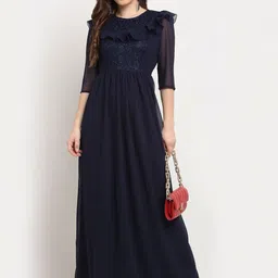 dressberry Lace Yoke Ruffled Maxi Dress image 4