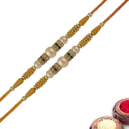 MEIRA JEWELLERY Set Of 2 Beaded Rakhi Comes with Roli Chawal & Greeting Card-picture-38
