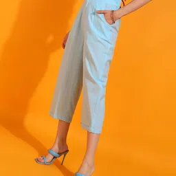 SVKETAIL Women Pack Of 2 Solid Relaxed Pleated Regular Fit Mid-Rise Cotton Trousers image 3