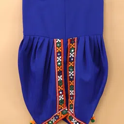 Bownbee Embroidered Sleeveless Kedia & Dhoti Set With Cap - Blue image 4