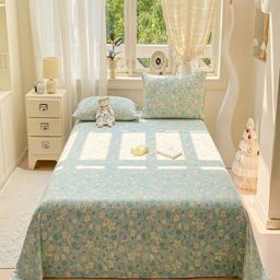 JC HOME White & Green Floral 140 TC Queen Bedsheet - 2 m x 2.3 m-picture-34