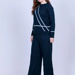 The Roadster Lifestyle Co Self Design Round Neck Sweater With Palazzos Co-Ords-picture-16