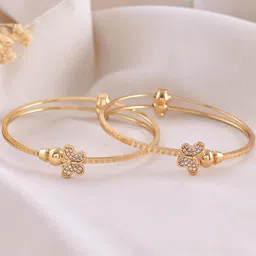 DIVASTRI Set Of 2 Gold-Plated American Diamond Stone Studded Butterfly Shaped Bangles-picture-10