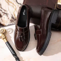 Styli Men Textured PU Loafers-picture-25