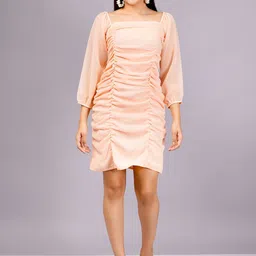 HIGHLIGHT FASHION EXPORT Women Square Neck Fit & Flare Dress-picture-27