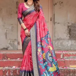 ALMAARI FASHION Ethnic Motifs Printed Banarasi Saree image 5