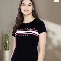 Dreambe Women Pack of 2 Typography Printed Round Neck Cotton T-shirts-picture-22