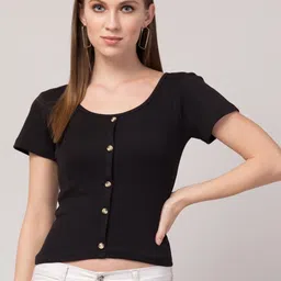 Western Darji Women Scoop Neck Cotton Fitted Crop Top-picture-15