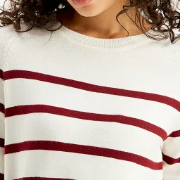 levi's Women's Striped White Crew Neck Sweater image 5