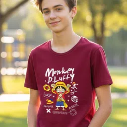 london streets LONDON STREET Boys Red Half Sleeve Round Neck Graphic Printed T-Shirt-picture-23