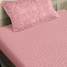 Myntra Elegant Homes Peach Embossed Woollen 300 TC Single Bedsheet Set 2.25 m x 1.5 m image 5