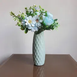 satyam kraft 1 Piece Artificial Peony Rose Flower Bunch for - Home, Office Decoration Blue Peony Artificial Flower image 5