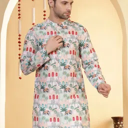 Anouk Floral Printed Band Collar Straight Kurta-picture-23