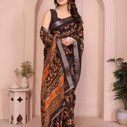 Moda Rapido Floral Printed Saree with Unstitched Blouse Piece image 2