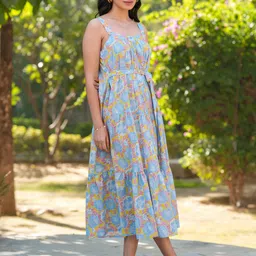 KALINI Floral Print A-Line Midi Dress image 4