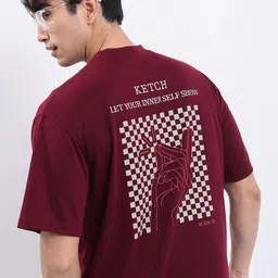 KETCH Men Graphic Printed Round Neck Oversized T-shirt-picture-21