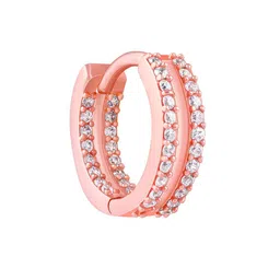 GIVA 925 Silver Rose Gold-Plated Contemporary Zircon Studded Hoop Earrings image 3
