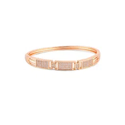 Nilu's Collection Rose Gold-Plated American Diamond Studded Kada Bracelet-picture-25