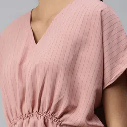 SHOWOFFFF Striped Kimono Sleeve Crepe Kaftan Top image 5