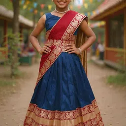 Kedar Fab Girls Art Silk Unstitched Lehenga & Blouse-image-67
