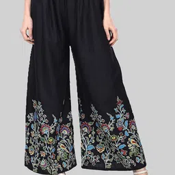 AFFLEON Women Floral Embroidered Palazzos-picture-25
