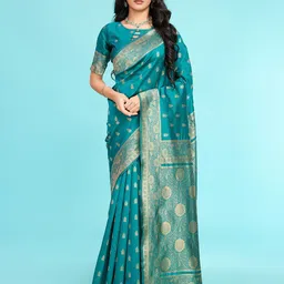 RICH & ROMAN Woven Design Zari Pure Silk Banarasi Saree-picture-9