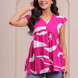 SARAI CREATIONS Print Flutter Sleeve Top image 3
