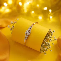 AMI Rose Women Rose Gold-Plated Brass Cubic Zirconia Kada Bracelet-image-99