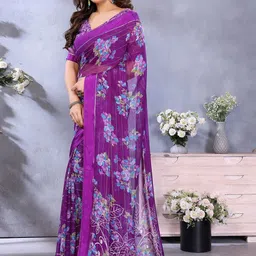 Moda Rapido Women Floral Printed Poly Georgette Saree image 2