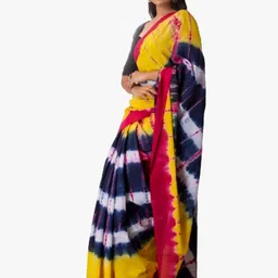 KIAARON Tie and Dye Jaipuri Mulmul Pure Cotton Saree image 5