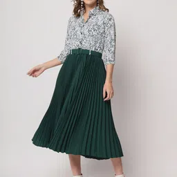 ZWERLON Women Floral Printed A-Line Midi Dress-image-81