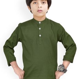 MADE IN THE SHADE Boys Band Collar Pure Cotton Short Kurta-picture-32