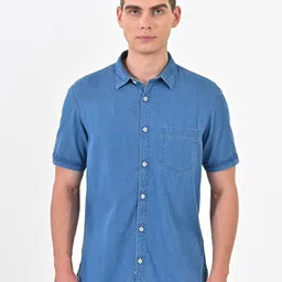Indian Terrain Men Classic Slim Fit Solid Spread Collar Cotton Casual Shirt-image-35