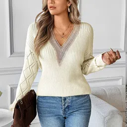 StyleCast Women V-Neck Long Sleeve Sweaters-image-40