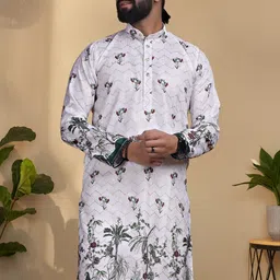 KURTA WALLAH Men Geometric Printed Thread Work Floral Kurta image 2