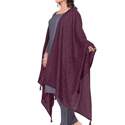 Kemza Pack Of 2 Geometric Embroidered Chanderi Cotton Dupatta With Beads and Stones image 2