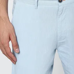 peter england Self Design Men Blue Regular Shorts image 4