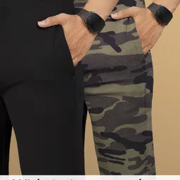 vebnor Pack of 2 Men Printed Black, Green Track Pants image 3