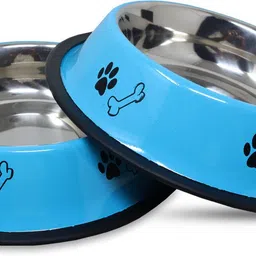 plushmate Anti Skid Printed Stainless Steel Feeding Water Bowls for Dogs, Cats - Pack of 2 Steel Pet Bowl-picture-45