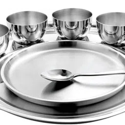 prabha Pack of 9 Stainless Steel Rajwada Thali Set, Wedding Gift Dinner Set, Luxury Shagun Dinner Set, Kitchen Dinner Set-picture-25