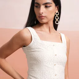 tokyo talkies Casual Sleeveless Solid Women White Top image 5