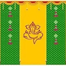 anu novelties Ganesh printed House Function Ganesh Festival Special 8 * 5 Curtain Fabric image 2