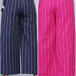 loopup Pack of 2 Women Regular Fit Multicolor Pure Cotton Trousers image 4