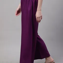 lavenue Women Flared Purple Viscose Rayon Trousers image 3