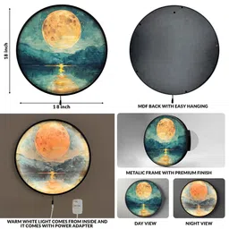 art street 18 Inches Canvas Framed Moon Wall Art Painting image 2
