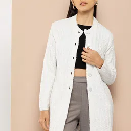 Chemistry Woollen Longline Cardigan with Embroidered Detail-image-74