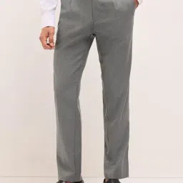 The Bear House Grey Solid Regular Fit Trousers-image-62