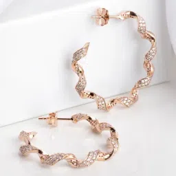 Zavya 925 Sterling Silver Radiant Rose Gold-Plated Cubic Zirconia Stud Earrings-picture-14