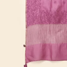 Fabindia Purple Cotton Silk Embroidered Dupatta image 4