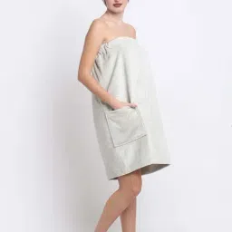 Creeva Luxury Silver Grey Cotton 380 GSM Bath & Hair Wrap Combo image 3